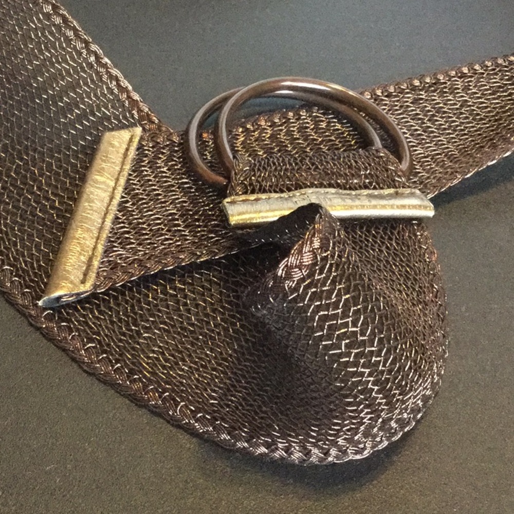 🔴Chico's Dark Brown Woven D-Ring Belt with Gold-Tone - Picture 3 of 5